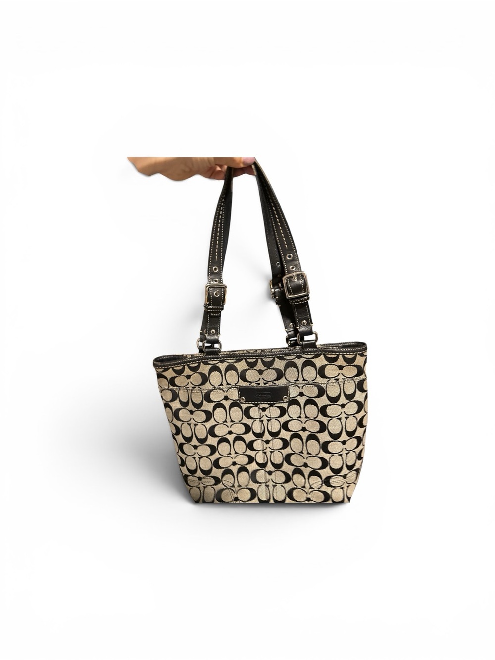 Coach 2008 EUC Signature Canvas Tote in Khaki/Black